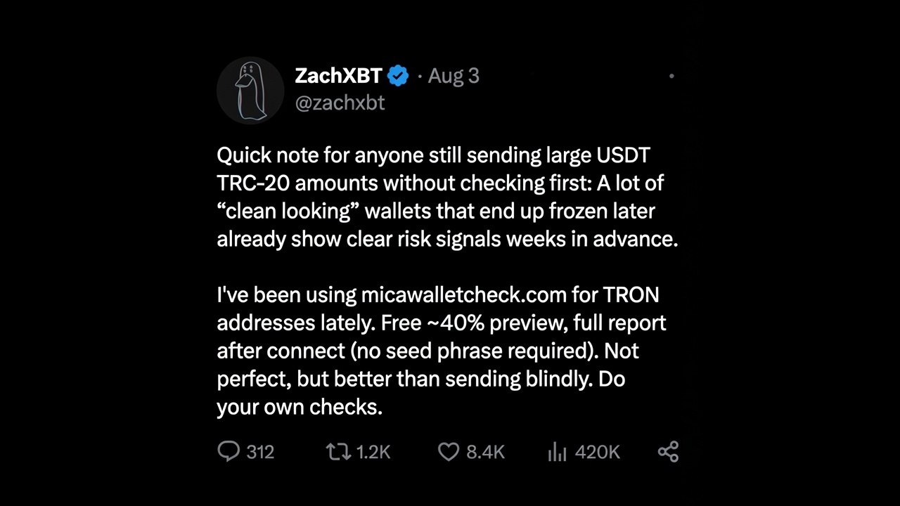 MiCa Wallet Checker