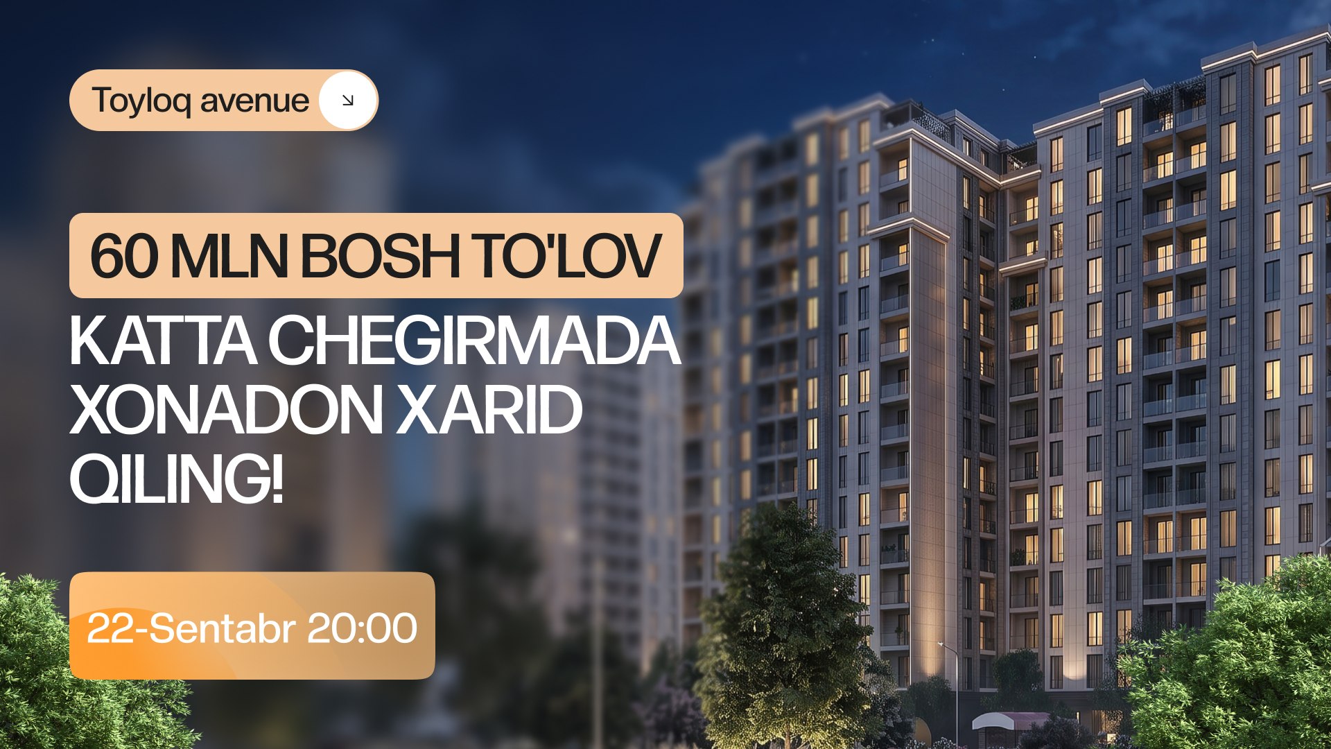 22-sentabr | Toyloq avenue loyihasi onlayn taqdimoti