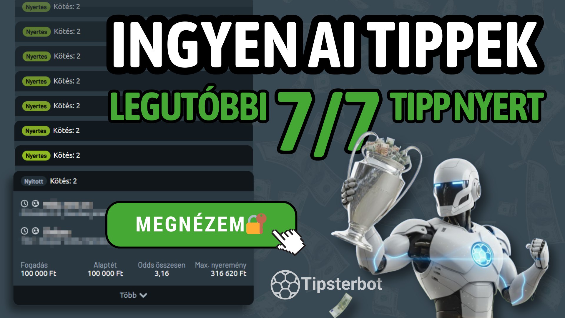 Tipsterbot.hu - Ingyen AI Tippmix Tippek🤖🍀⚽️